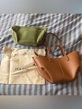 Polene Mini Cyme Textured Tote Bag in Camel